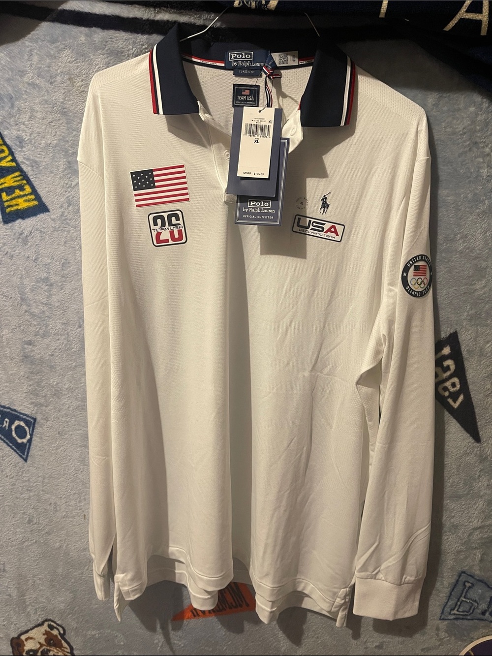 Polo by Ralph Lauren White Long-Sleeve USA Olympic Polo